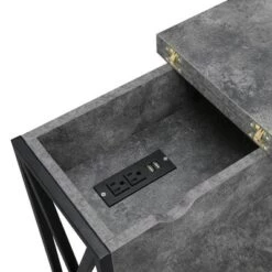 Best reviews of 🎉 Tucson Flip Top End Table with Charging Station and Shelf Cement/Black - Breighton Home 👏 -End And Side Tables shop unnamed file 6607