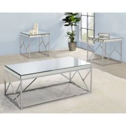 Flash Sale ⭐ Evelyn Mirror Top End Table Chrome - Steve Silver Co. 🧨 -End And Side Tables shop unnamed file 6616