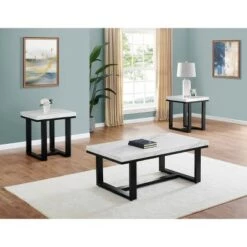Discount 🥰 Lucca Marble Top End Table White/Black - Steve Silver Co. ⭐ -End And Side Tables shop unnamed file 6618
