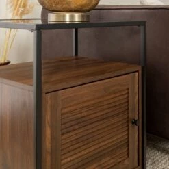 Cheap 🎉 Hatwell Single Fluted Door End Table - Saracina Home Dark Walnut 🔔 -End And Side Tables shop unnamed file 6622