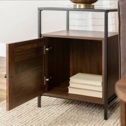 Cheap 🎉 Hatwell Single Fluted Door End Table - Saracina Home Dark Walnut 🔔 -End And Side Tables shop unnamed file 6625
