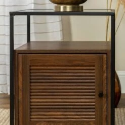 Cheap 🎉 Hatwell Single Fluted Door End Table - Saracina Home Dark Walnut 🔔 -End And Side Tables shop unnamed file 6626
