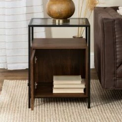 Cheap 🎉 Hatwell Single Fluted Door End Table - Saracina Home Dark Walnut 🔔 -End And Side Tables shop unnamed file 6627