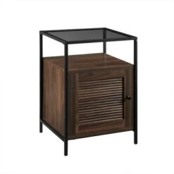 Cheap 🎉 Hatwell Single Fluted Door End Table - Saracina Home Dark Walnut 🔔 -End And Side Tables shop unnamed file 6631