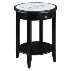 Promo 🥰 Breighton Home Johar Furniture American Heritage Baldwin with Drawer End Table White Marble/espresso ⭐ -End And Side Tables shop unnamed file 6644