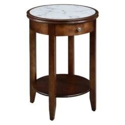 Promo 🥰 Breighton Home Johar Furniture American Heritage Baldwin with Drawer End Table White Marble/espresso ⭐ -End And Side Tables shop unnamed file 6645