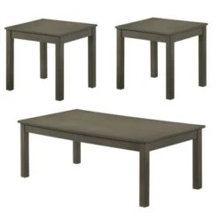 Discount 🧨 3pc Wooden Cocktail and End Tables with Block Legs - Benzara Gray ⌛ -End And Side Tables shop unnamed file 666