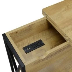 Best reviews of 😍 Tucson Flip Top End Table with Charging Station and Shelf English Oak/Black - Breighton Home ⭐ -End And Side Tables shop unnamed file 6664