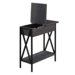 Brand new 😉 Tucson Flip Top End Table with Charging Station and Shelf Charcoal Gray/Black - Breighton Home 😍 -End And Side Tables shop unnamed file 6674