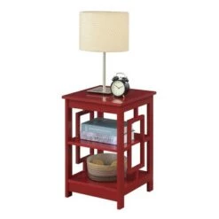 Coupon 🔥 Town Square End Table with Shelves Cranberry Red - Breighton Home 🌟 -End And Side Tables shop unnamed file 6686