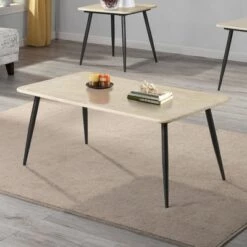 Flash Sale ⭐ 3pc Huntman Metal Legs Coffee Table Set - HOMES: Inside + Out Natural 🔥 -End And Side Tables shop unnamed file 669