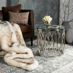 Coupon 🎁 April Glass Top End Table - Chrome - Safavieh 🥰 -End And Side Tables shop unnamed file 6696