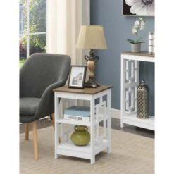 Cheapest 😉 Town Square End Table with Shelves Driftwood/White - Breighton Home 🛒