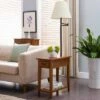 Promo 👏 Swing Arm Lamp Chairside End Table Oak - Leick Home 😀 -End And Side Tables shop unnamed file 6736