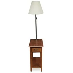 Promo 👏 Swing Arm Lamp Chairside End Table Oak - Leick Home 😀 -End And Side Tables shop unnamed file 6738