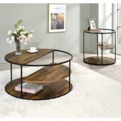Promo π₯° 2pc Dunlavin Round Coffee and End Table Set - miBasics Gray β€οΈ
