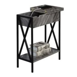 Cheap 🤩 Tucson Flip Top End Table with Charging Station and Shelf Gray Faux Marble/Black - Breighton Home ❤️ -End And Side Tables shop unnamed file 6776