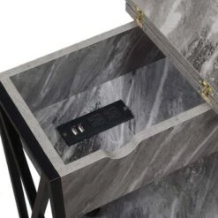 Cheap 🤩 Tucson Flip Top End Table with Charging Station and Shelf Gray Faux Marble/Black - Breighton Home ❤️ -End And Side Tables shop unnamed file 6778