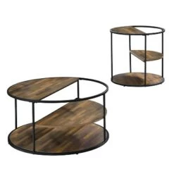 Promo 🥰 2pc Dunlavin Round Coffee and End Table Set - miBasics Gray ❤️ -End And Side Tables shop unnamed file 680