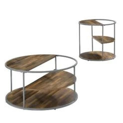 Promo 🥰 2pc Dunlavin Round Coffee and End Table Set - miBasics Gray ❤️ -End And Side Tables shop unnamed file 681