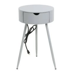 Deals ✔️ Round Side Table with USB and Outlet - Decor Therapy Black 👏 -End And Side Tables shop unnamed file 6814