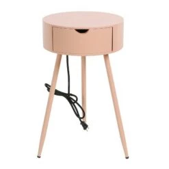 Deals ✔️ Round Side Table with USB and Outlet - Decor Therapy Black 👏 -End And Side Tables shop unnamed file 6815