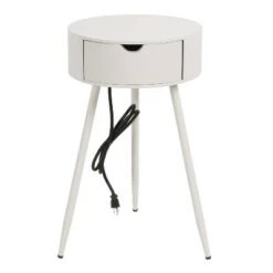 Deals ✔️ Round Side Table with USB and Outlet - Decor Therapy Black 👏 -End And Side Tables shop unnamed file 6816