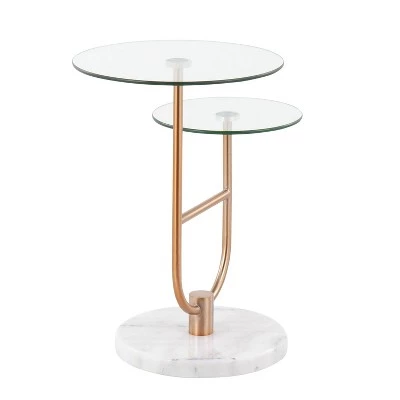 Wholesale π Trombone Glam Side Table - LumiSource Marble/nickel/glass Black/nickel/clear π― 4 Wholesale π Trombone Glam Side Table - LumiSource Marble/nickel/glass Black/nickel/clear π― - Image 2