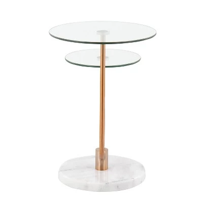 Wholesale π Trombone Glam Side Table - LumiSource Marble/nickel/glass Black/nickel/clear π― 5 Wholesale π Trombone Glam Side Table - LumiSource Marble/nickel/glass Black/nickel/clear π― - Image 3