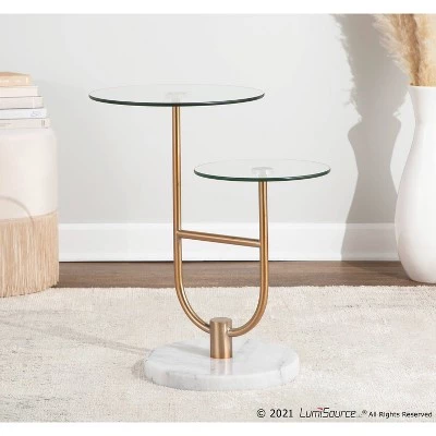 Wholesale π Trombone Glam Side Table - LumiSource Marble/nickel/glass Black/nickel/clear π― 10 Wholesale π Trombone Glam Side Table - LumiSource Marble/nickel/glass Black/nickel/clear π― - Image 8