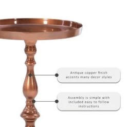 Deals 😀 Zilma Pedestal Side Table - Powell Company Antiqued Copper 👏 -End And Side Tables shop unnamed file 6908