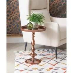 Deals 😀 Zilma Pedestal Side Table - Powell Company Antiqued Copper 👏 -End And Side Tables shop unnamed file 6912