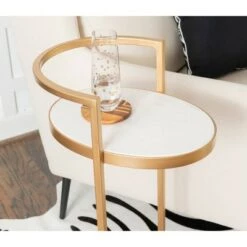 Promo 👏 Kleier Side Table Gold - Powell Company 😍 -End And Side Tables shop unnamed file 6962