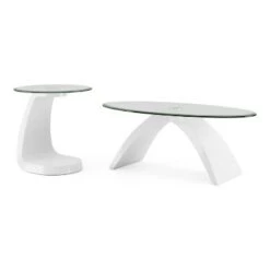Budget 👏 2pc Gummerton Glass Top Coffee and End Table Set - miBasics White 😀 -End And Side Tables shop unnamed file 697