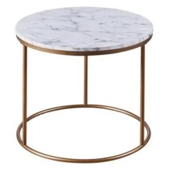 Flash Sale 😉 Marmo Round Side Table with Faux Marble Top Brass - Teamson Home 🤩 -End And Side Tables shop unnamed file 7062