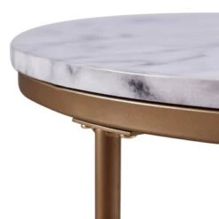 Flash Sale 😉 Marmo Round Side Table with Faux Marble Top Brass - Teamson Home 🤩 -End And Side Tables shop unnamed file 7063
