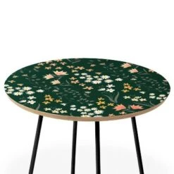 Wholesale 😍 Round Emanuela Carratoni Meadow Flowers Theme Side Table - Deny Designs Green/gold 🎉