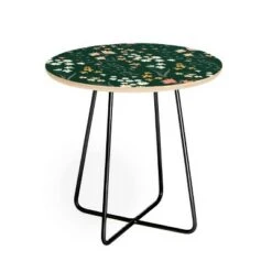Wholesale 😍 Round Emanuela Carratoni Meadow Flowers Theme Side Table - Deny Designs Green/gold 🎉 -End And Side Tables shop unnamed file 7071