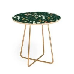 Wholesale 😍 Round Emanuela Carratoni Meadow Flowers Theme Side Table - Deny Designs Green/gold 🎉 -End And Side Tables shop unnamed file 7072
