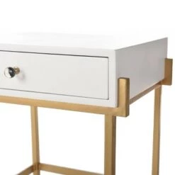 Best deal 🎉 White Lacquered Side Table with Antique Gold Base White - Stylecraft ⌛ -End And Side Tables shop unnamed file 7113