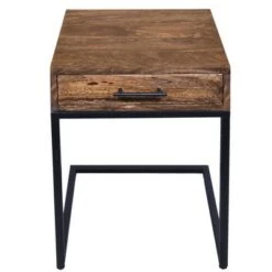 Cheap 👏 Mango Wood Side Table with Drawer and Cantilever Iron Base Brown/Black - The Urban Port ⌛ -End And Side Tables shop unnamed file 7120