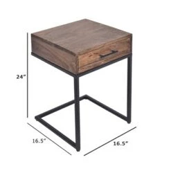 Cheap 👏 Mango Wood Side Table with Drawer and Cantilever Iron Base Brown/Black - The Urban Port ⌛ -End And Side Tables shop unnamed file 7121