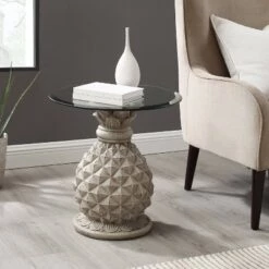 Best Sale 😀 Pamella Pineapple Side Table Gray - Powell Company 🥰 -End And Side Tables shop unnamed file 7130