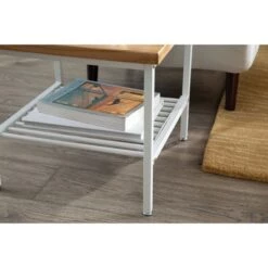 Budget ⌛ Industrial Modern Wood Top/Metal Frame Side Table with Metal Shelf White/Natural - OFM 🎁 -End And Side Tables shop unnamed file 7179