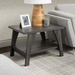 Brand new 🤩 Hollywood Side Table with Lower Shelf Dark Gray - CorLiving 🥰 -End And Side Tables shop unnamed file 7215