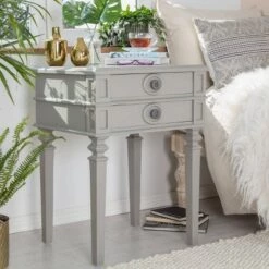 Discount 🧨 Irving Side Table with 2 Drawers Gray - Finch 🎁