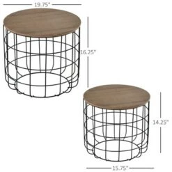 Wholesale ⌛ HomCom 2pc Retro Industrial Style Side End Table Set 😀 -End And Side Tables shop unnamed file 726