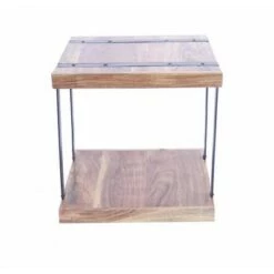 Budget 🎉 Wooden Square Top Side Table with a Lower Shelf Brown/Black - The Urban Port 😀