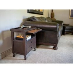 Buy 🧨 Decor Therapy Timothy Side Table with Pull Out Tray Brown - Décor Therapy 👏 -End And Side Tables shop unnamed file 7276