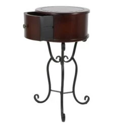 Deals ⌛ Decor Therapy Wilson 1 Drawer Wood and Metal Round Side Table Espresso - Décor Therapy 🤩